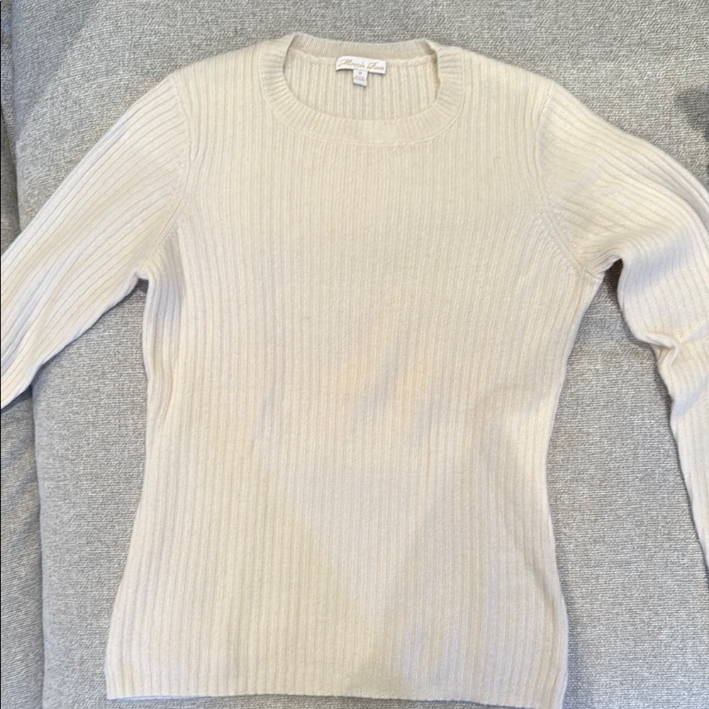 Minnie Rose Cream Ribbed Crew Neck Sweater